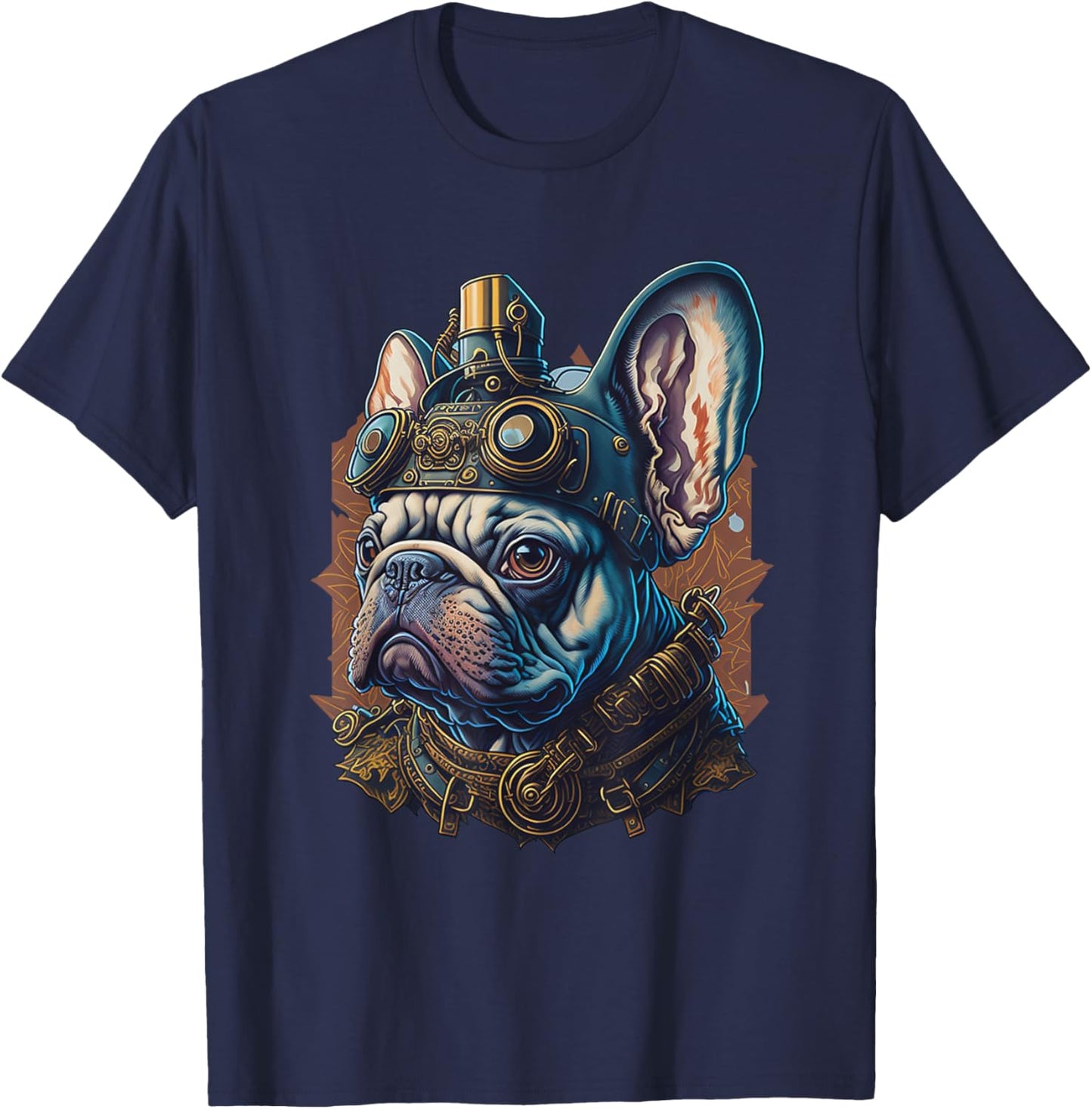French Bulldog Dogs Steampunk Vintage Machines T-Shirt - T-Shirt | Navy