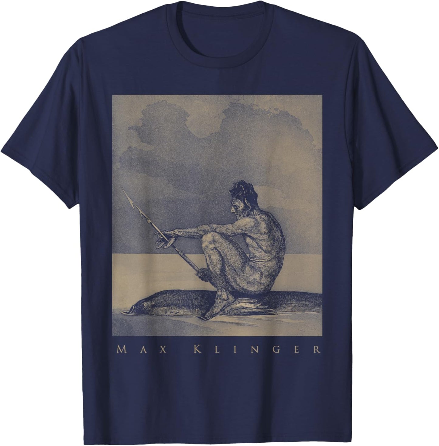 Max Klinger - Second future fish Art Symbolism Mysticism T-Shirt - T-Shirt | Navy