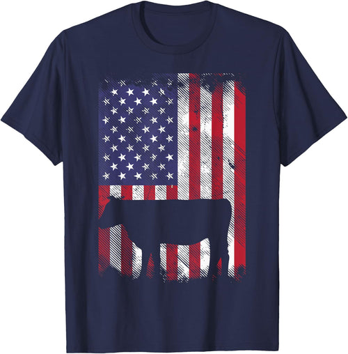 American Flag Cow Vintage Farm Animal Patriotic Farmer Gift