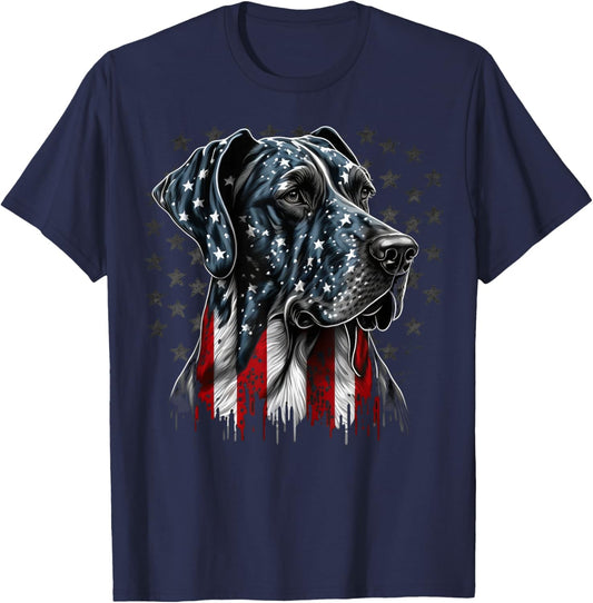 USA 4th Of July Great Dane on Patriotic American Great Dane T-Shirt - T-Shirt | Navy