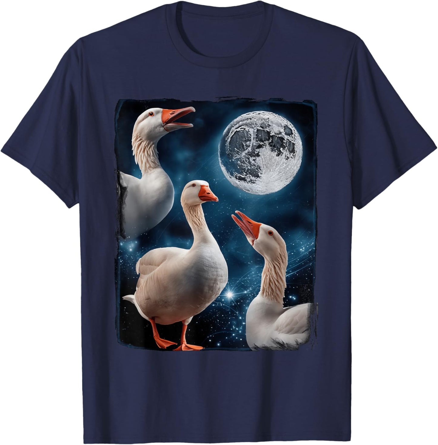 Goose Howling At Moon T-Shirt - T-Shirt | Navy