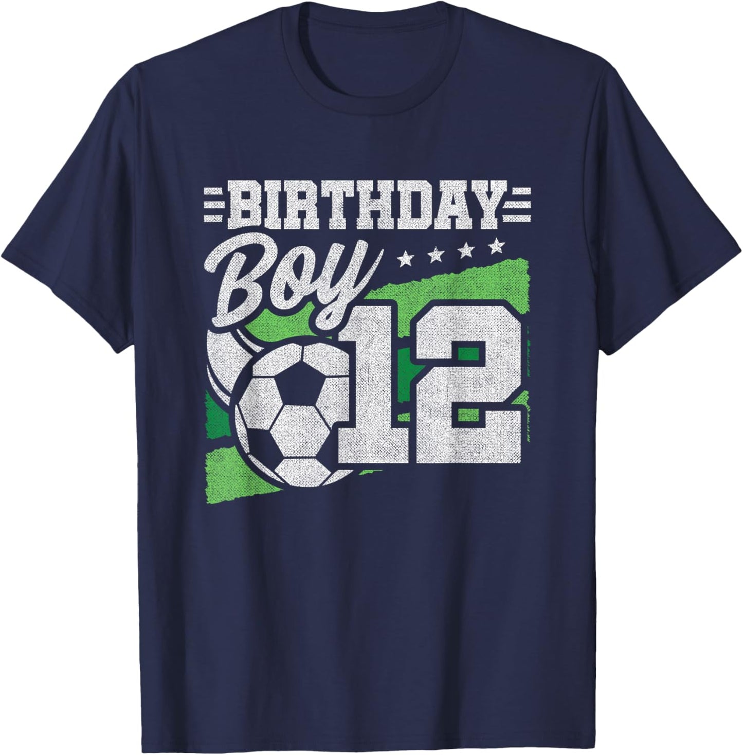 12 Year Old Soccer Birthday - Boys 12th Birthday Soccer T-Shirt - T-Shirt | Navy