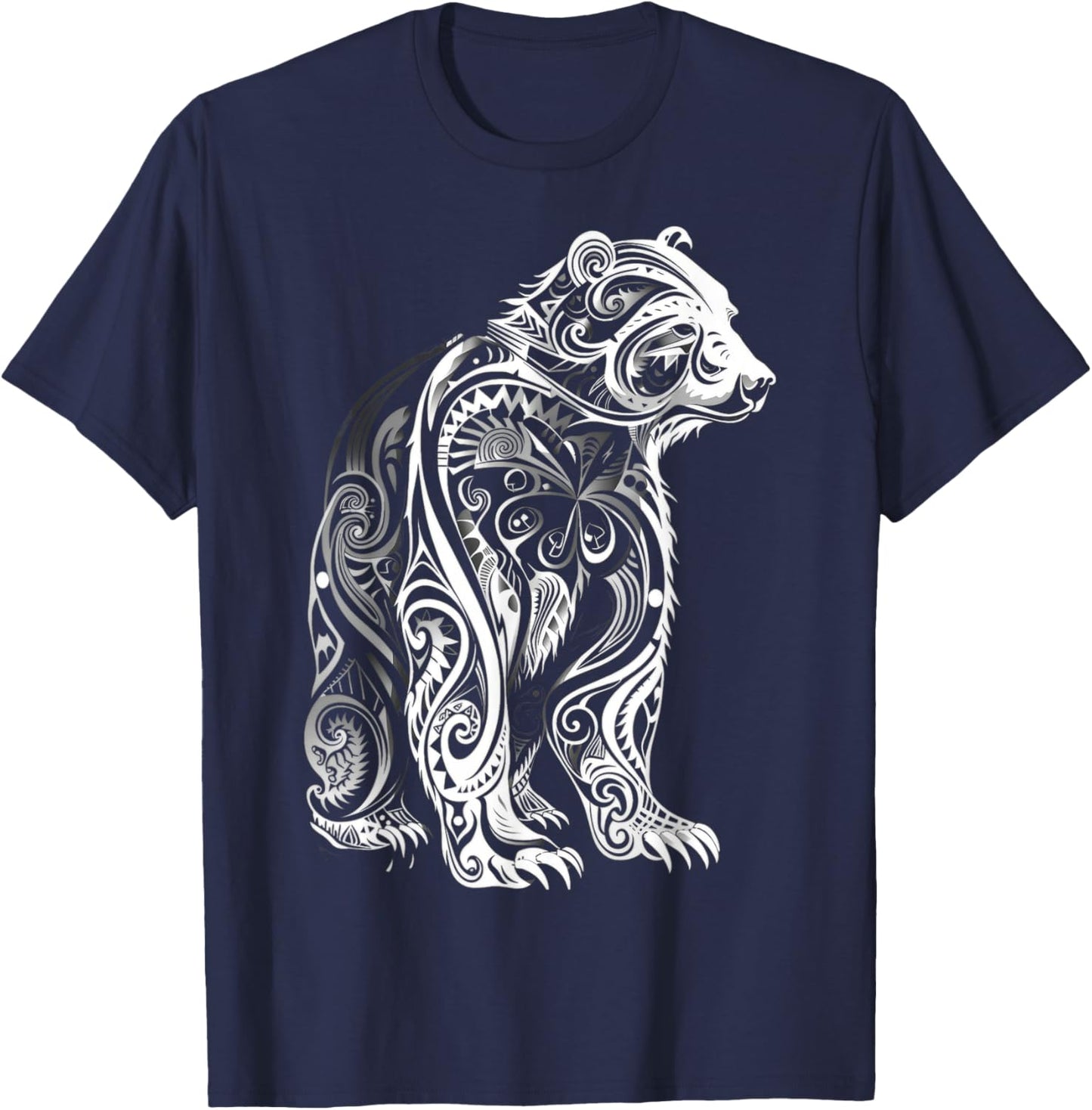 Bear Tribal Vintage Retro Graphic T-Shirt - T-Shirt | Navy
