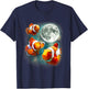 Three Clownfish Moon | Tropical Ocean Marine Clown Fish T-Shirt - T-Shirt | Navy