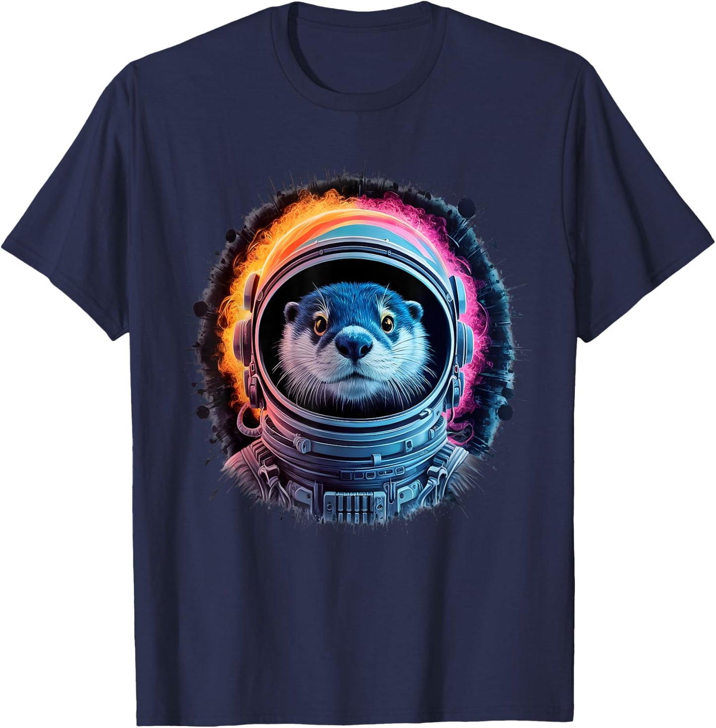 Otter Men Woman Otter Colorful Space Astronaut Otter T-Shirt - T-Shirt | Navy