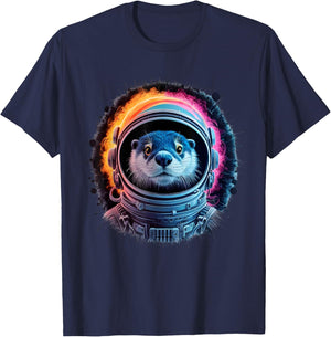 Otter Men Woman Otter Colorful Space Astronaut Otter T-Shirt - T-Shirt | Navy