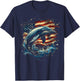 Patriotic Dolphin with American Flag Design T-Shirt - T-Shirt | Navy