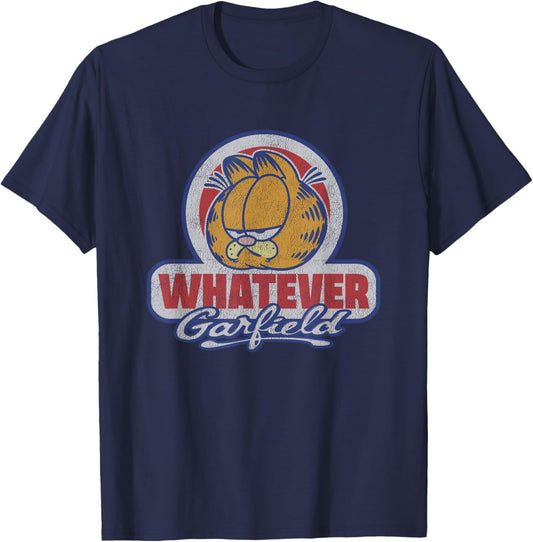 Garfield Whatever Vintage Distressed Lock Up T-Shirt - T-Shirt | Navy