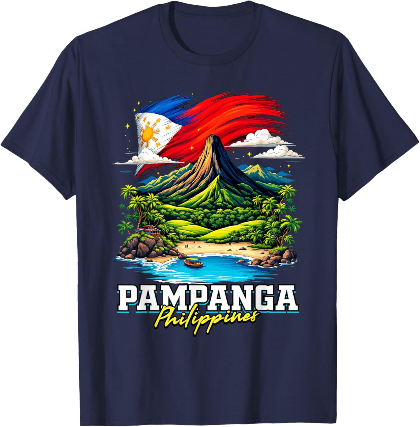 Pampanga Philippines Souvenir Filipino Flag T-Shirt - T-Shirt | Navy