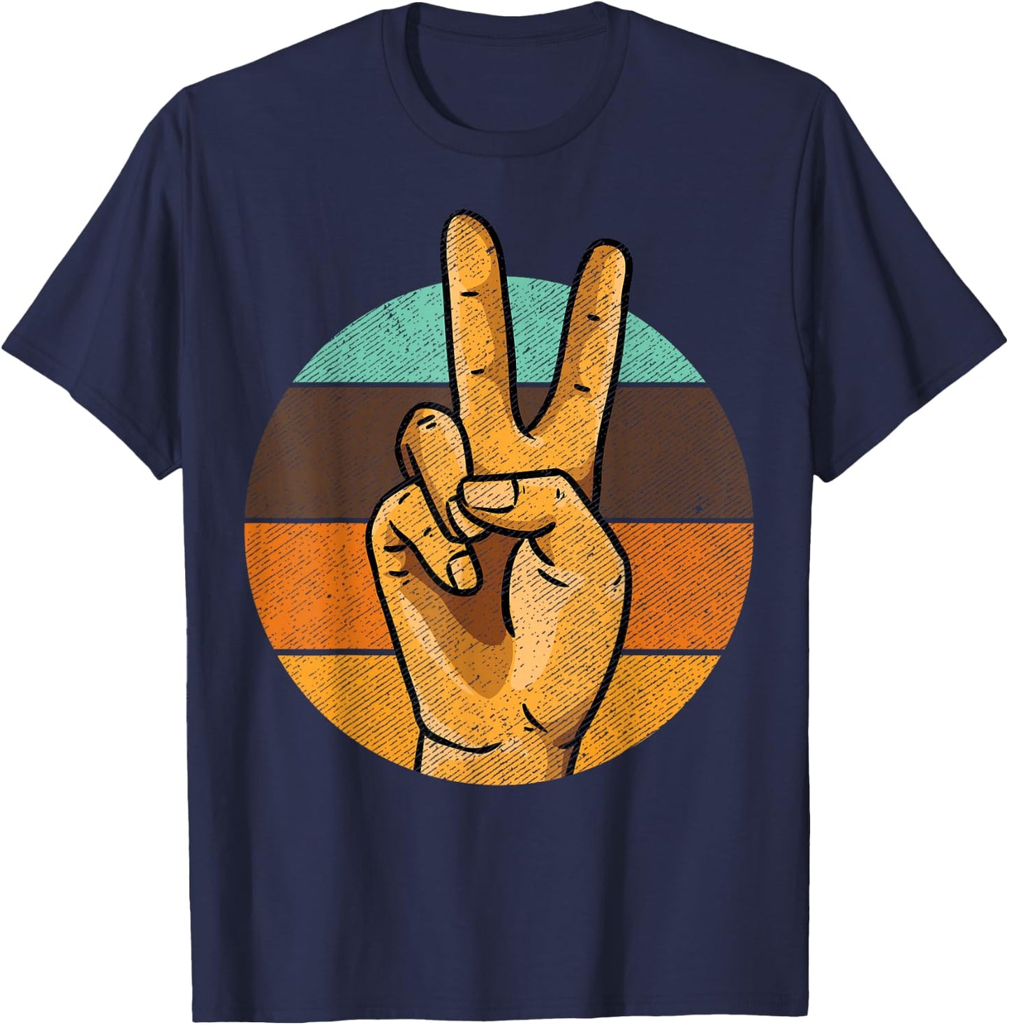 Retro Peace Vintage 60's 70's Hippie Gift T-Shirt - T-Shirt | Navy
