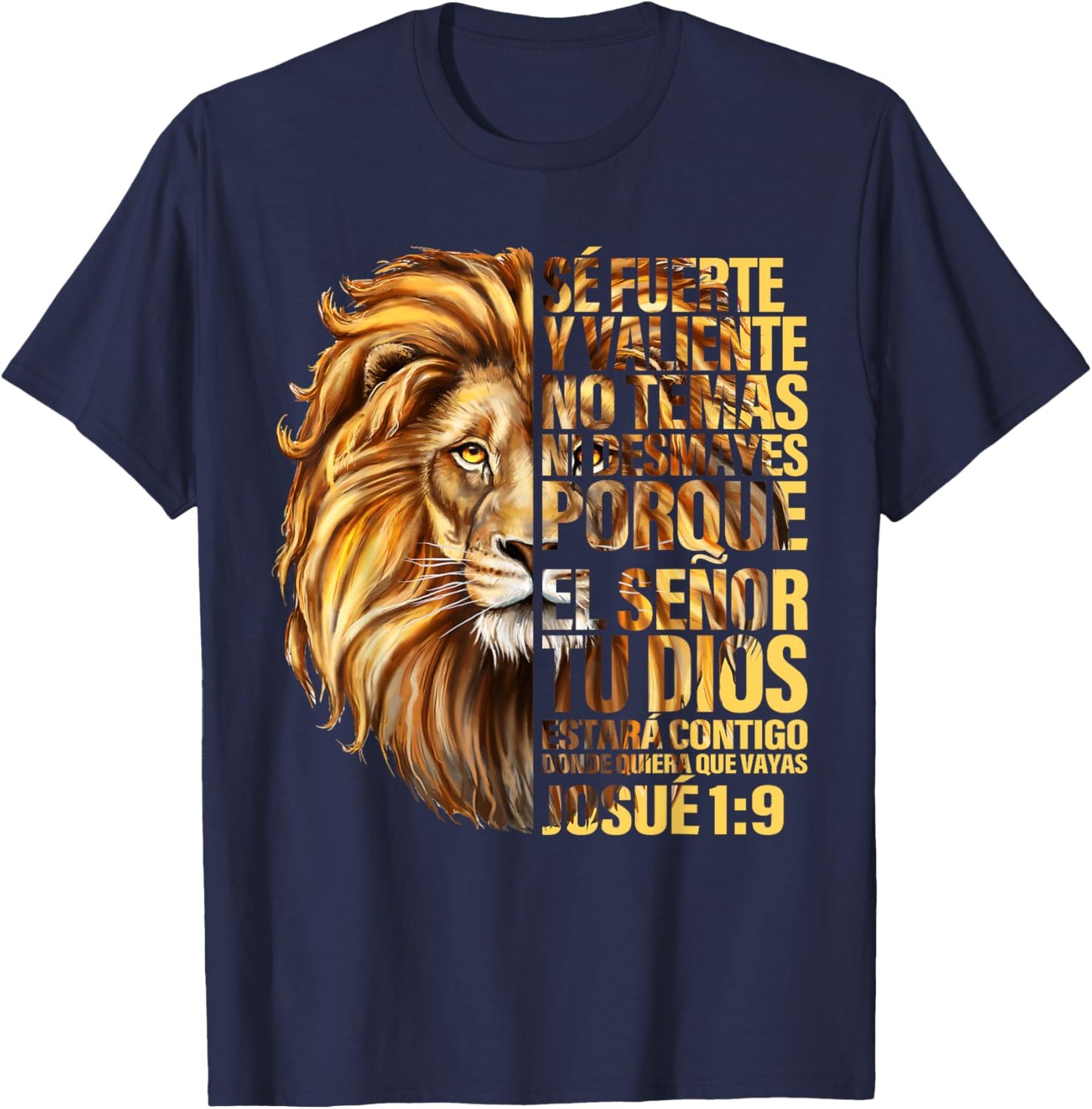 Spanish Christian Bible Verse Se Fuerte Y Valiente Josue 1:9 T-Shirt - T-Shirt | Navy