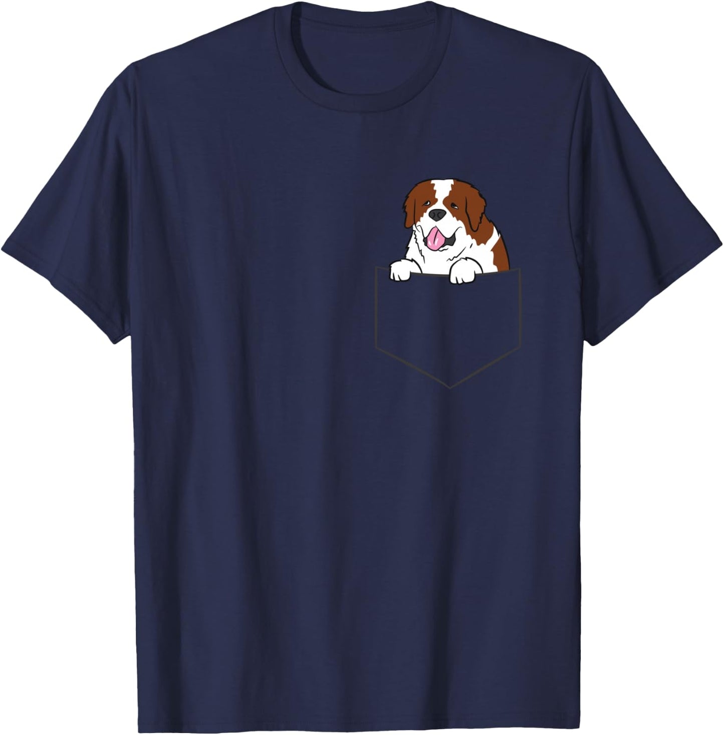 Funny Saint Bernard In Pocket Dog in a Pocket Saint Bernard T-Shirt - T-Shirt | Navy