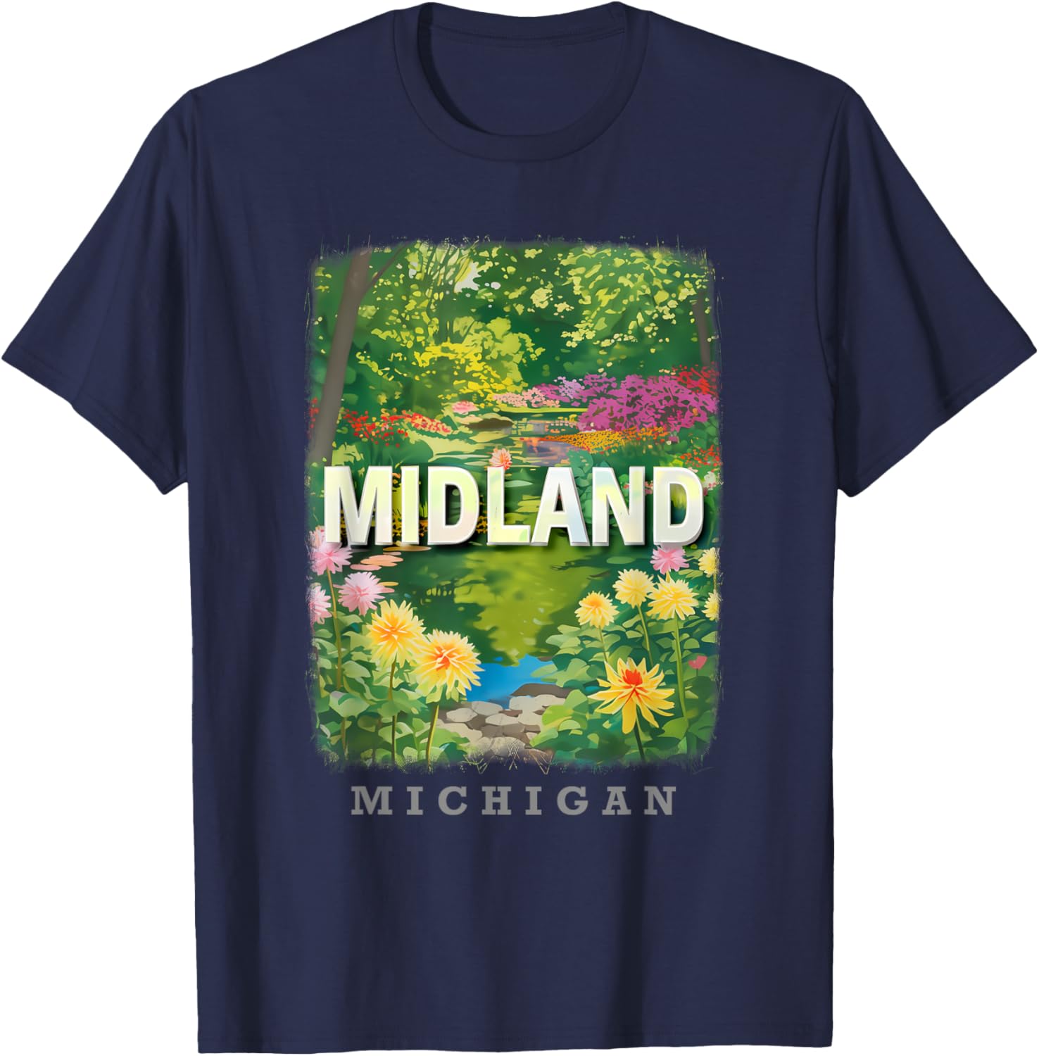 Midland Michigan MI Nature and Bliss SD252 T-Shirt - T-Shirt | Navy