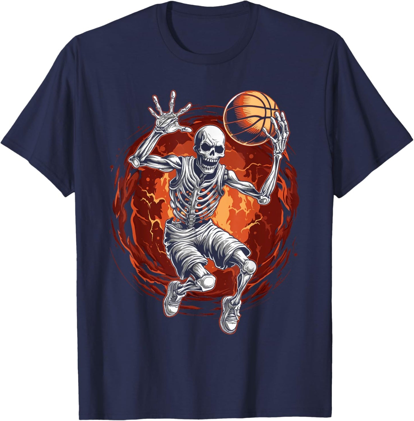 Spooky Basketball Player Skeleton Halloween Men, Women, Kids T-Shirt - T-Shirt | Navy