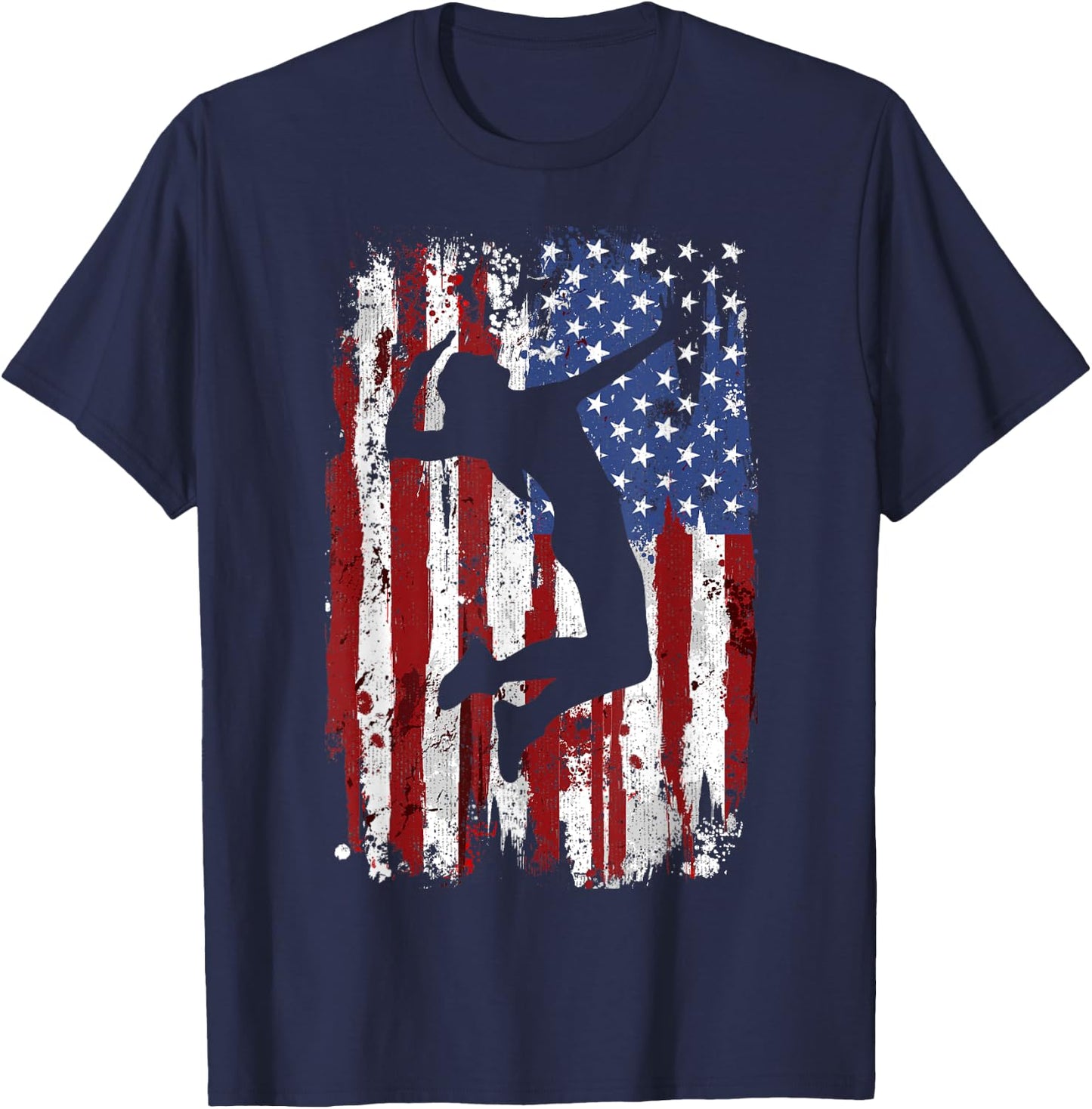 Volleyball Vintage American Flag T-Shirt - T-Shirt | Navy