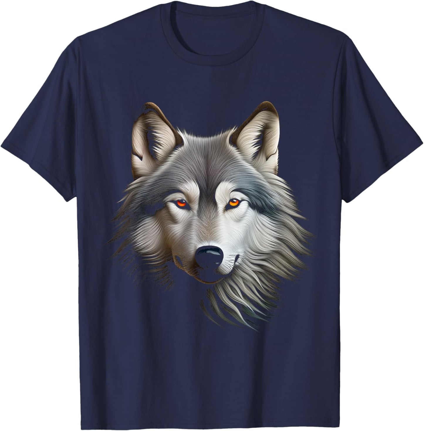 Wolf Lover Illustration Animal Art Face Graphic Wolf T-Shirt - T-Shirt | Navy