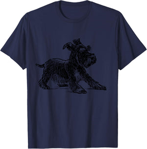 Schnauzer Art Mini Schnauzer Dog Cool Sketch T-Shirt - T-Shirt | Navy