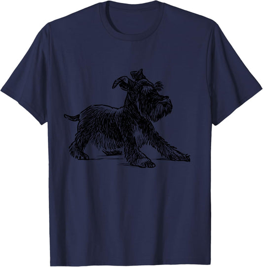 Schnauzer Art Mini Schnauzer Dog Cool Sketch T-Shirt - T-Shirt | Navy