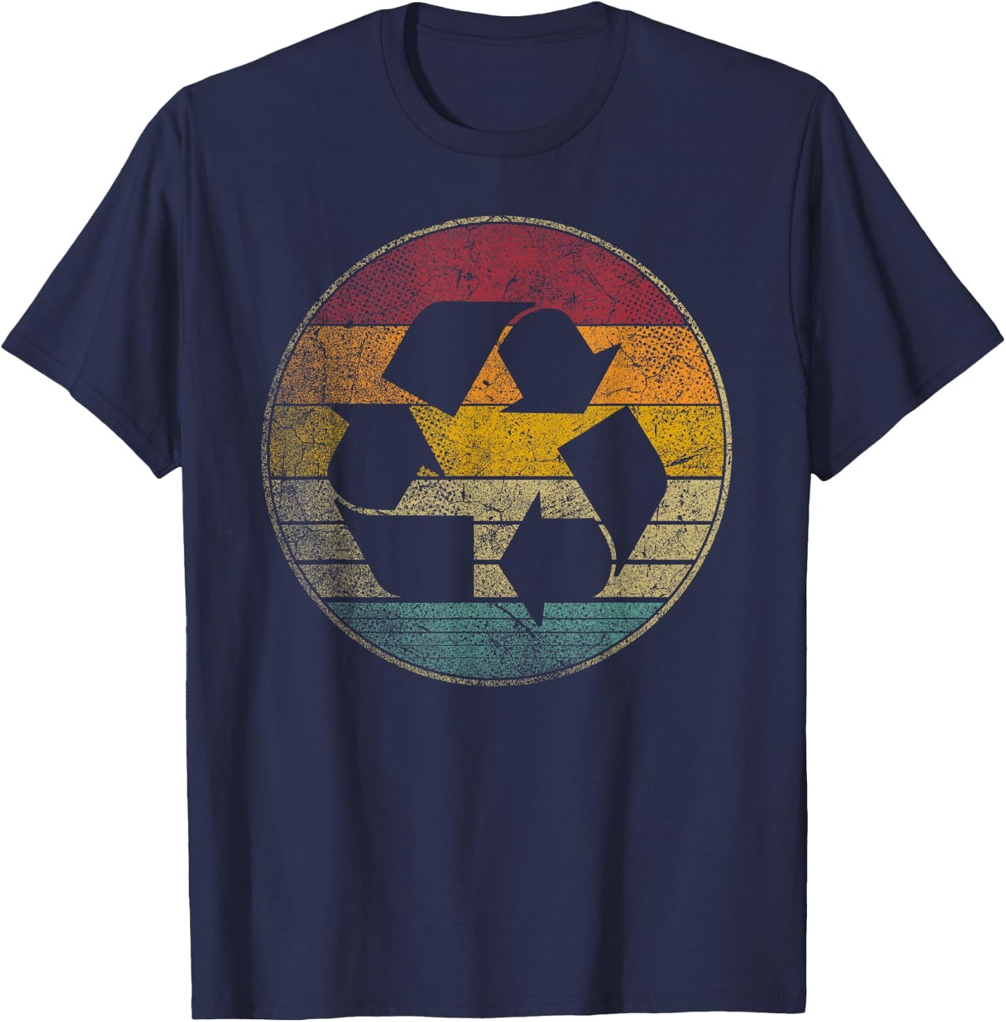 Recycle Logo Earth Day Nature Planet Conservation Retro Gift T-Shirt - T-Shirt | Navy