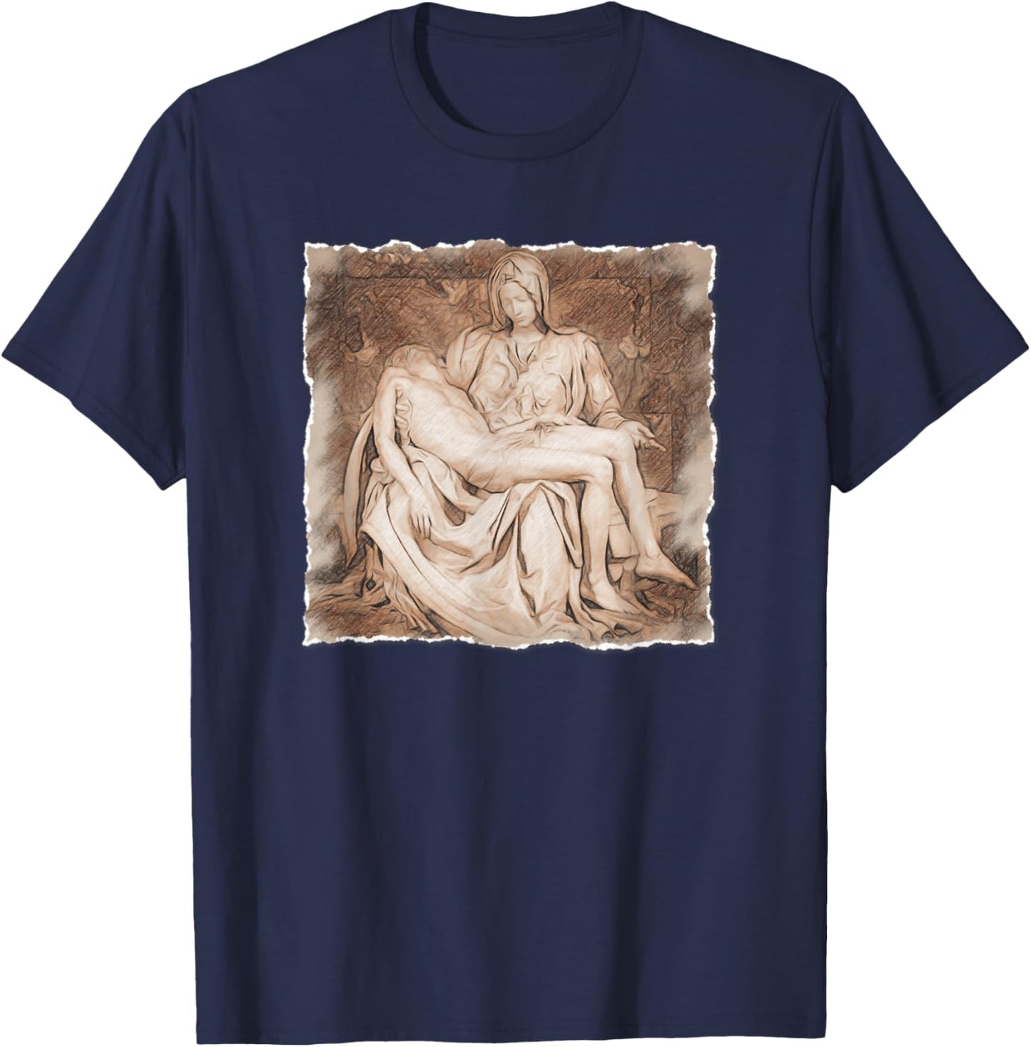 The Pity - La Pietà Statue, Michelangelo Renaissance Art T-Shirt - T-Shirt | Navy
