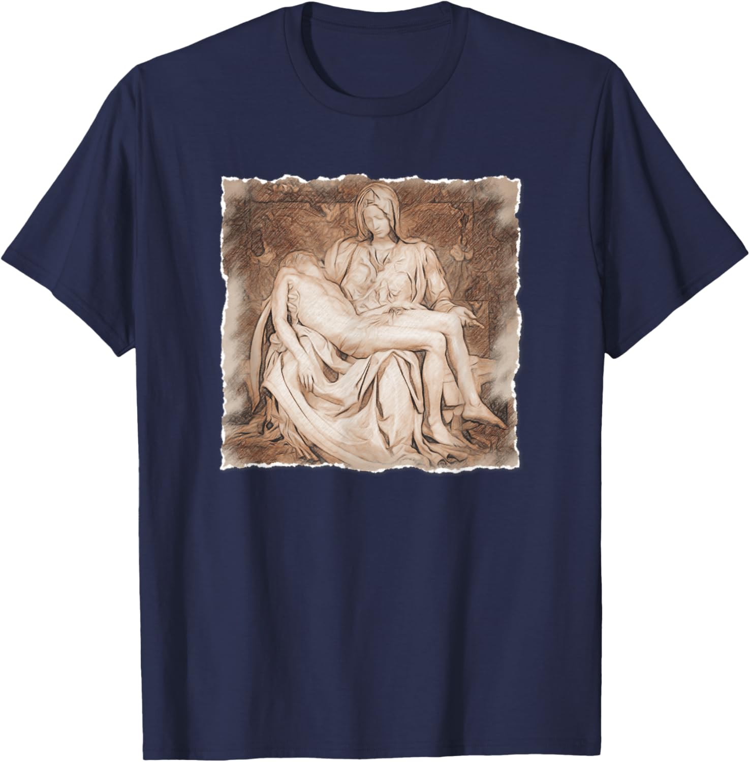 The Pity - La Pietà Statue, Michelangelo Renaissance Art T-Shirt - T-Shirt | Navy