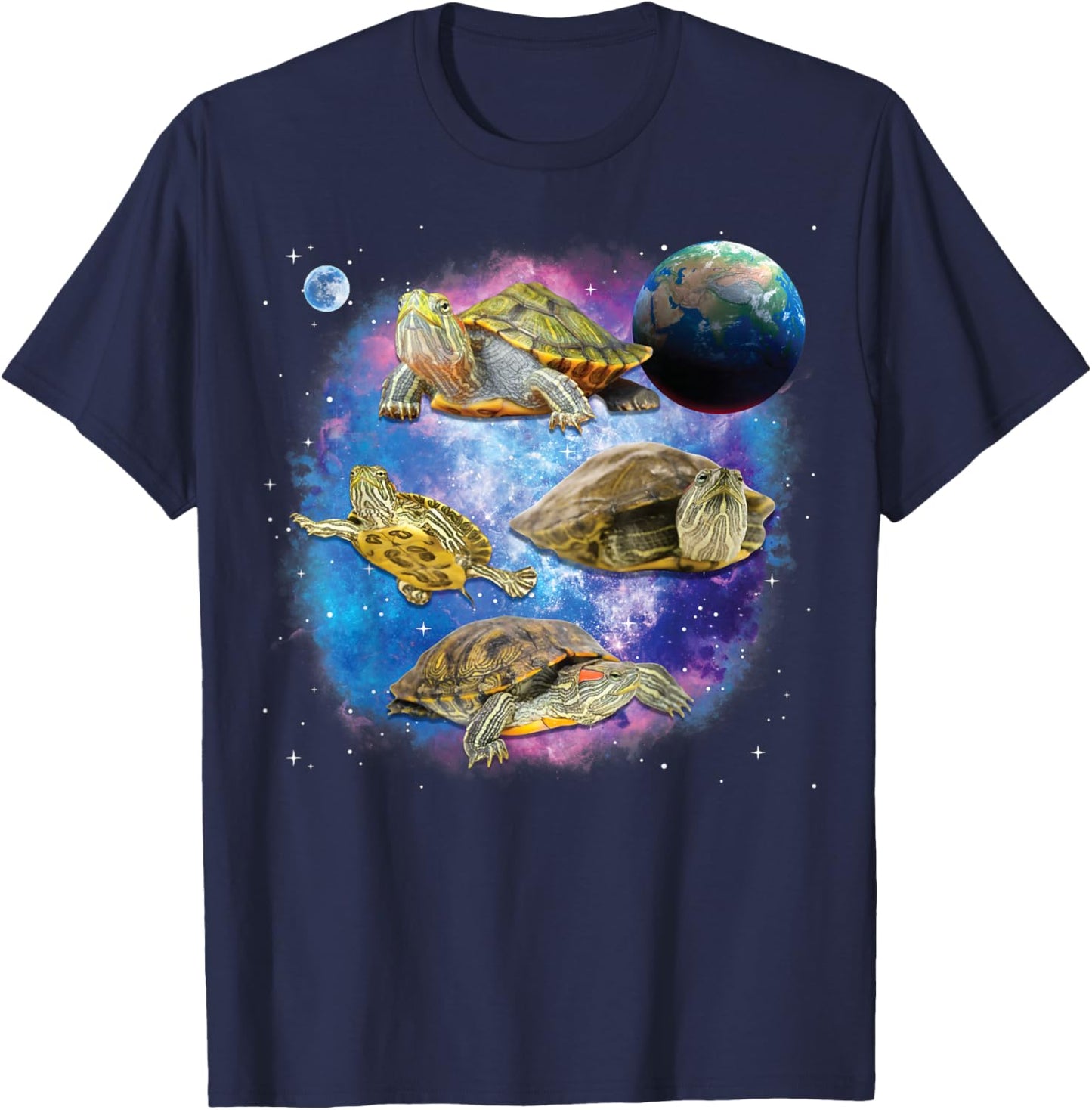 Red Eared Slider in Space, Funny Red Eared Slider T-Shirt - T-Shirt | Navy
