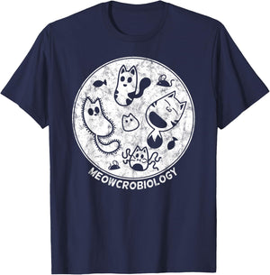 Cute Cat Distressed Bacteria Microbiology Science Lab Small T-Shirt - T-Shirt | Navy