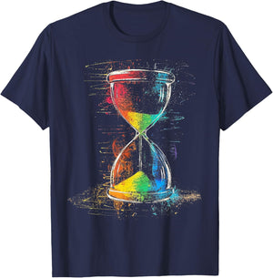 Hourglass Watercolor Paint Abstract Art Graphic T-Shirt - T-Shirt | Navy