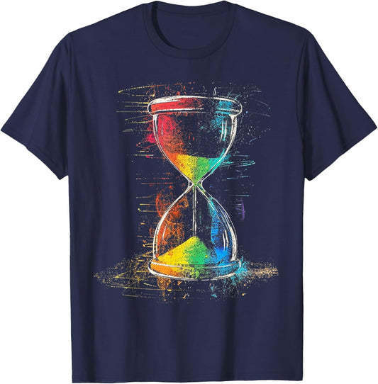 Hourglass Watercolor Paint Abstract Art Graphic T-Shirt - T-Shirt | Navy