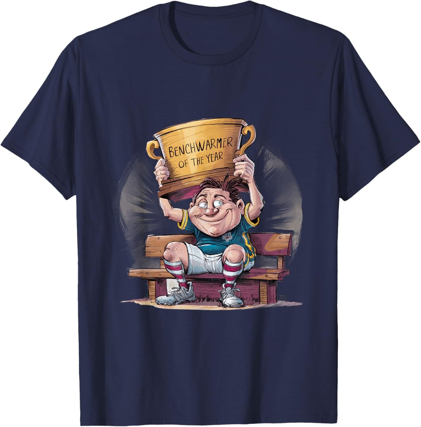Benchwarmer of the Year Funny Fantasy Football T-Shirt - T-Shirt | Navy