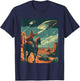 Retro Desert Cowboy Riding Horse Shooting At Space UFO Art T-Shirt - T-Shirt | Navy