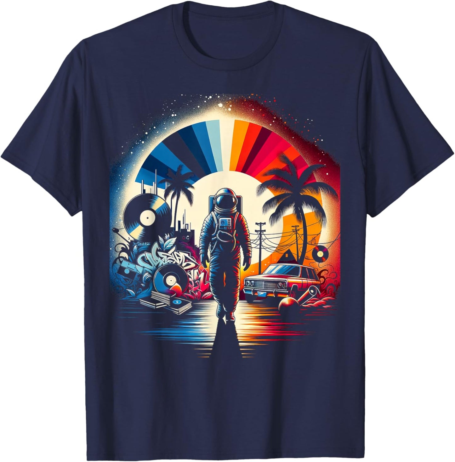Retro Space Groove | Men Women (S-6XL) | Graphic T-Shirt - T-Shirt | Navy