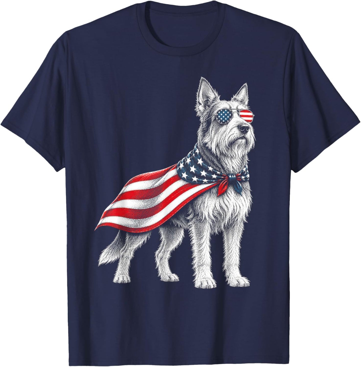 Berger Picard 4th of July US American Flag Dog Patriotic T-Shirt - T-Shirt | Navy