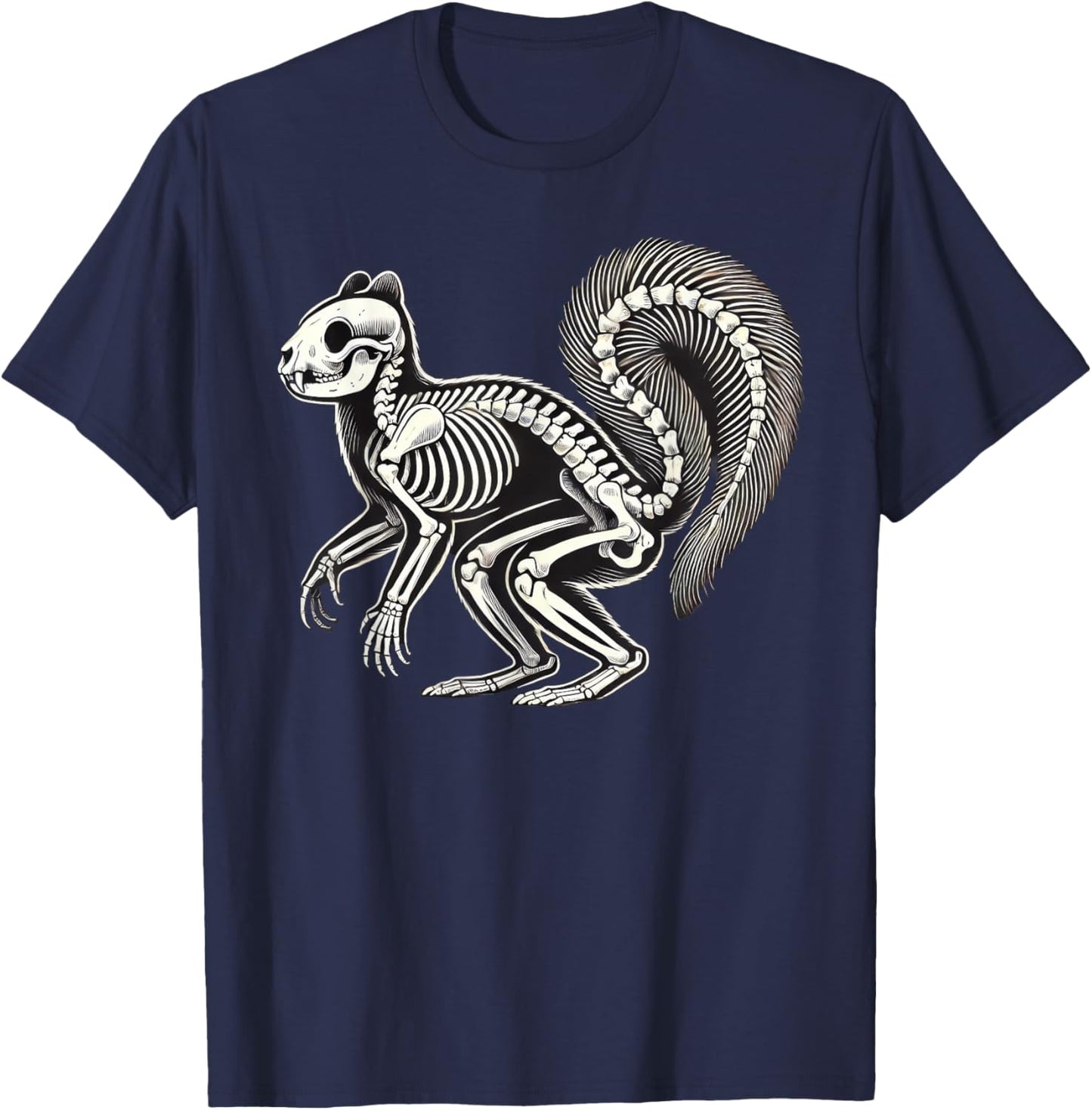 Squirrel Skeleton Halloween T-Shirt - T-Shirt | Navy