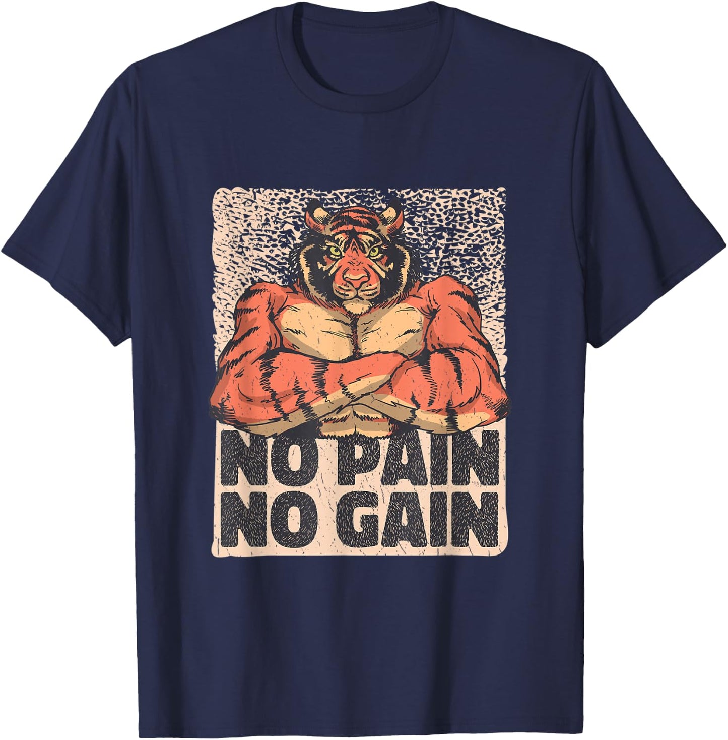Tiger Weightlifting and Bodybuilding - No Pain No Gain T-Shirt - T-Shirt | Navy