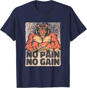 Tiger Weightlifting and Bodybuilding - No Pain No Gain T-Shirt - T-Shirt | Navy