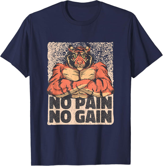 Tiger Weightlifting and Bodybuilding - No Pain No Gain T-Shirt - T-Shirt | Navy