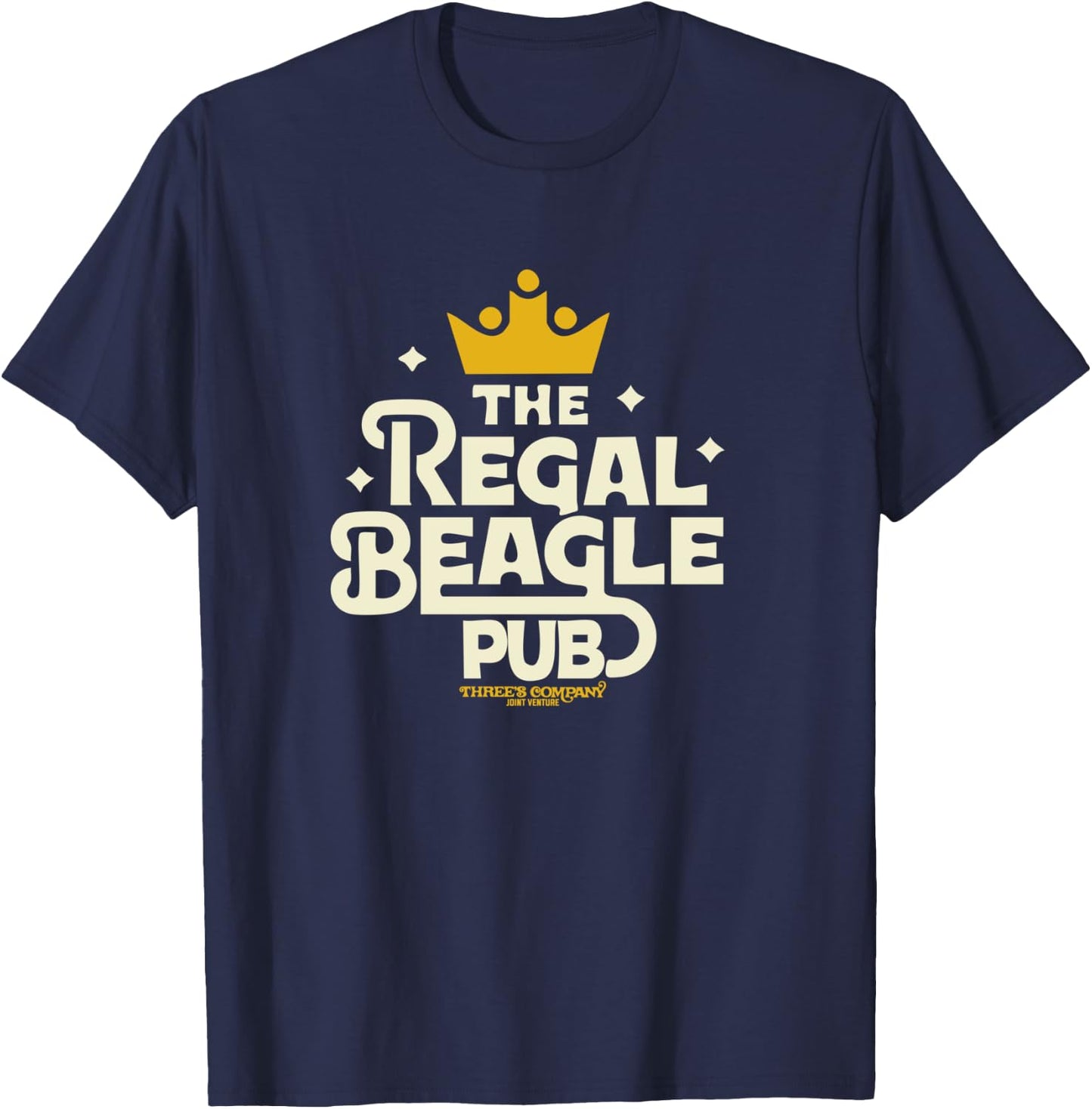 Officially Licensed Regal Beagle Pub Three's Company Logo T-Shirt - T-Shirt | Navy