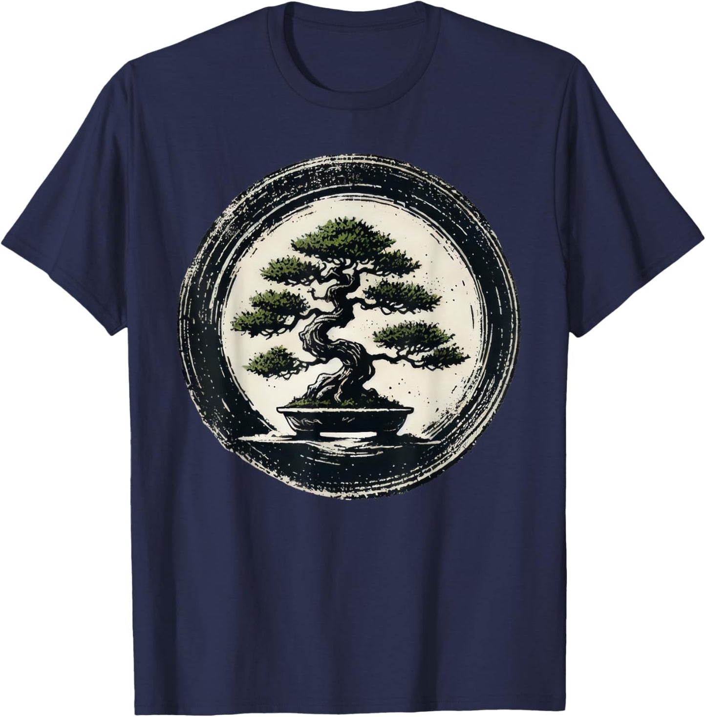 Japanese Bonsai Tree Zen Enso Circle T-Shirt - T-Shirt | Navy