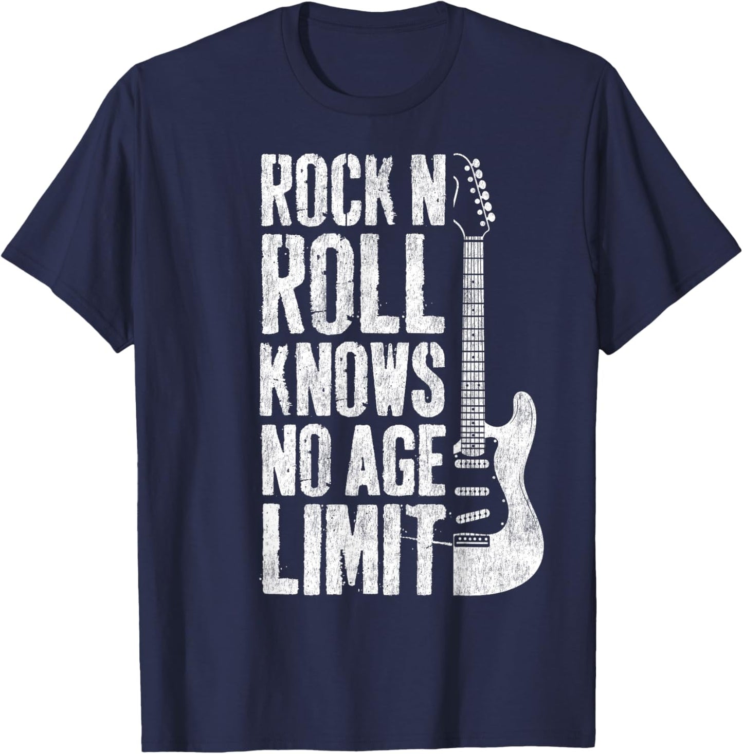 Rock and Roll Guitar Player Musicians T-Shirt - T-Shirt | Navy
