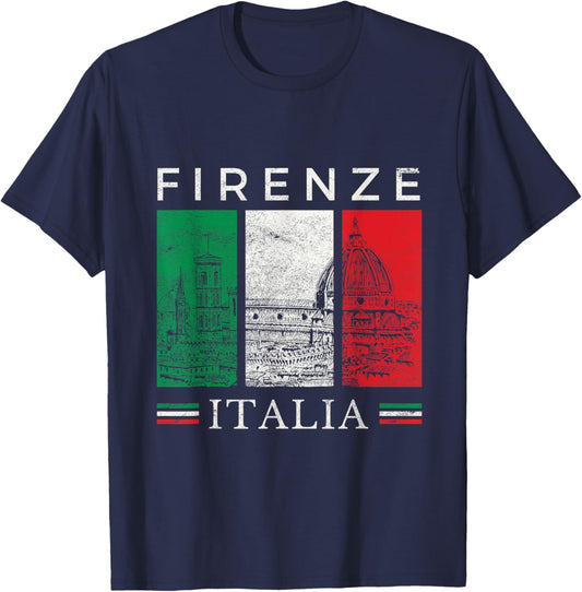 Firenze Italia Il Duomo Italian Flag Travel Souvenir Ciao T-Shirt - T-Shirt | Navy