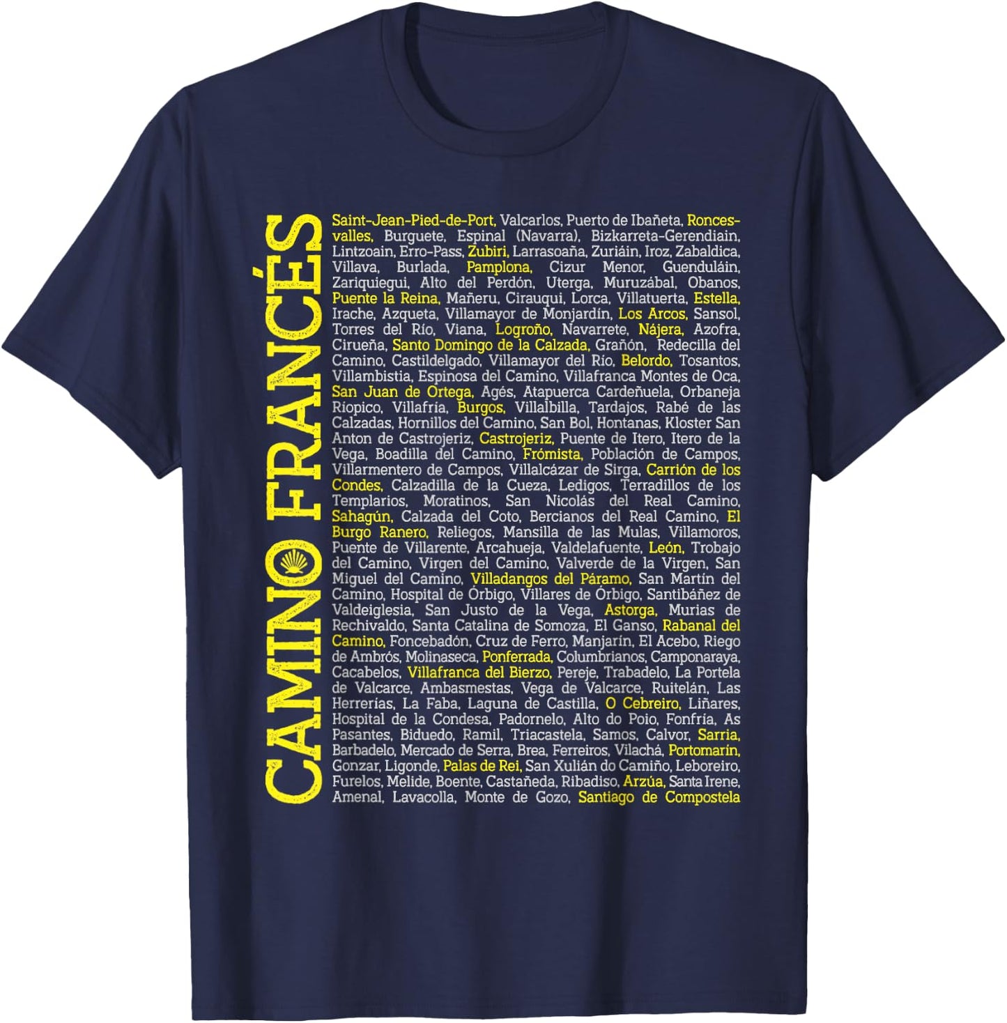 Camino de Santiago de Compostela Way of Saint James Stages T-Shirt - T-Shirt | Navy