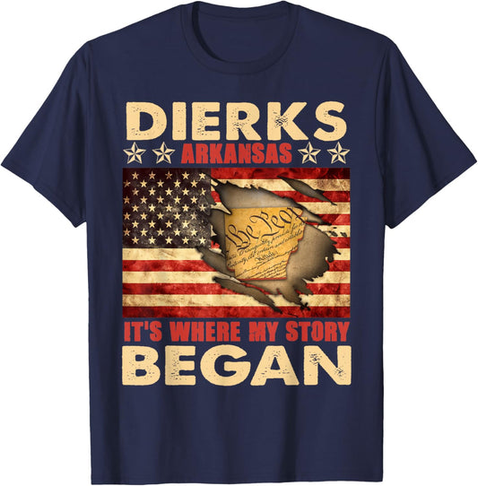 Dierks Arkansas USA Flag 4th Of July T-Shirt - T-Shirt | Navy