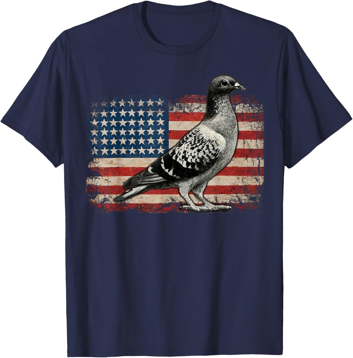 Pigeon Bird 4th of July USA Patriotic Pigeon USA Flag T-Shirt - T-Shirt | Navy