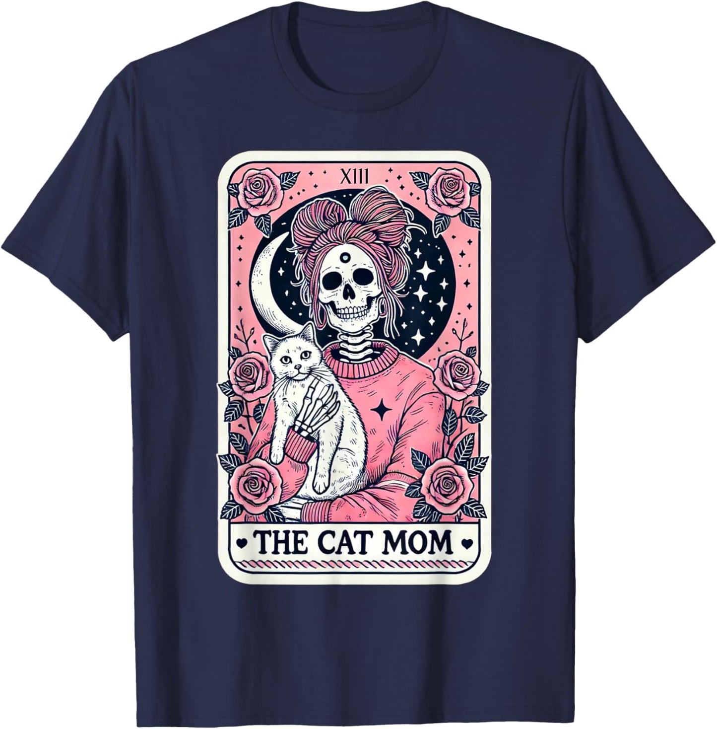 The Cat Mom Tarot Card: Mothers Day Cat Lover Men Women T-Shirt - T-Shirt | Navy