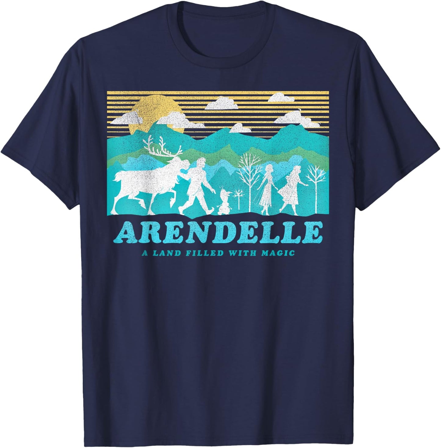 Disney Frozen 2 Arendelle Group Silhouette Poster T-Shirt - T-Shirt | Navy
