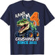 4th Birthday Monster Truck Dinosaur Party Boys Rawr I'm 4 T-Shirt - T-Shirt | Navy