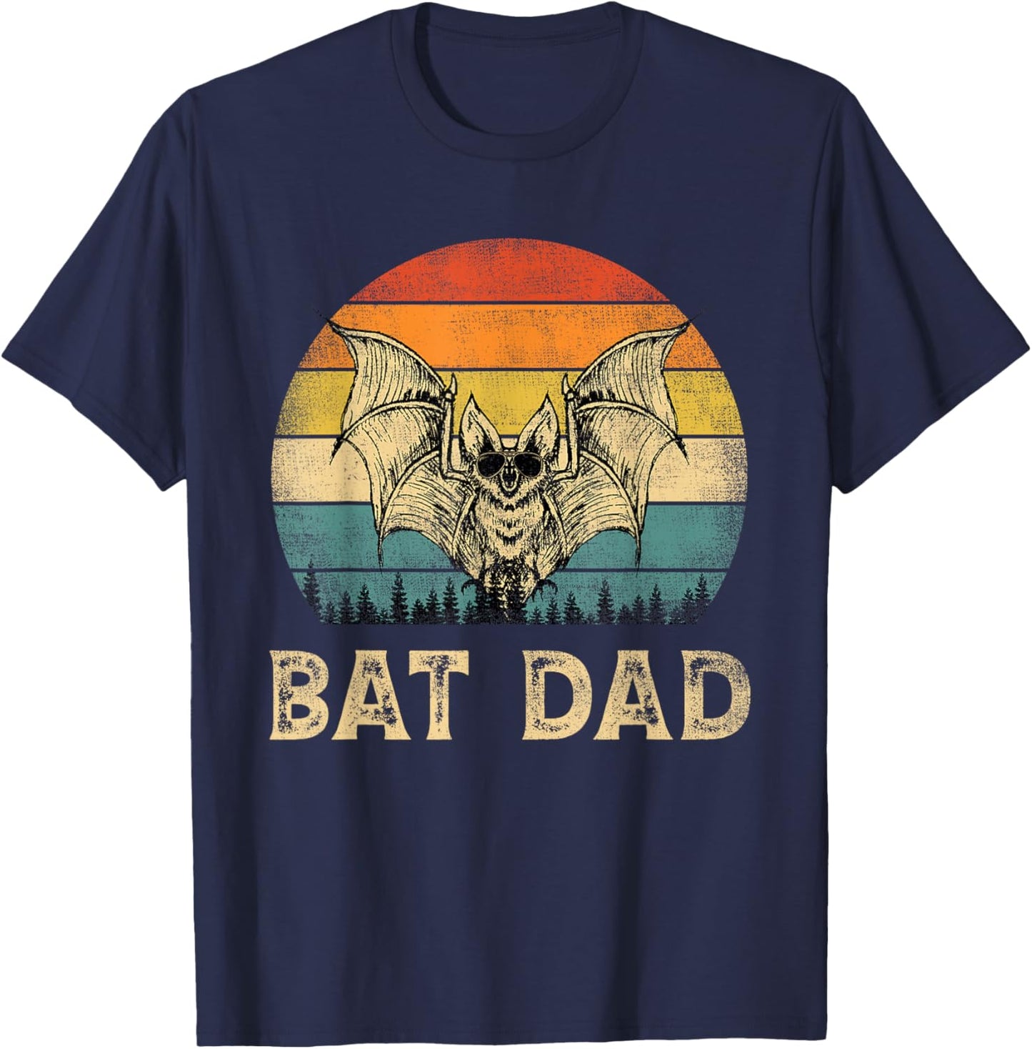 Vintage Bat Dad Bat Lovers Daddy Father's Day T-Shirt - T-Shirt | Navy