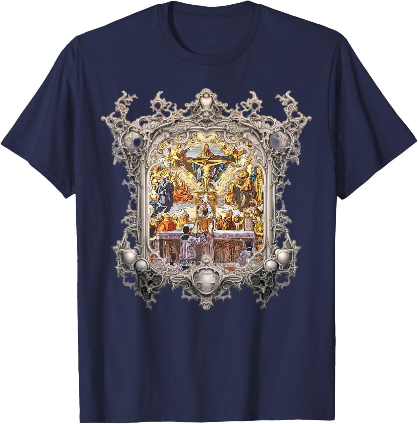 Eucharistic Consecration Traditional Latin Mass Catholic T-Shirt - T-Shirt | Navy