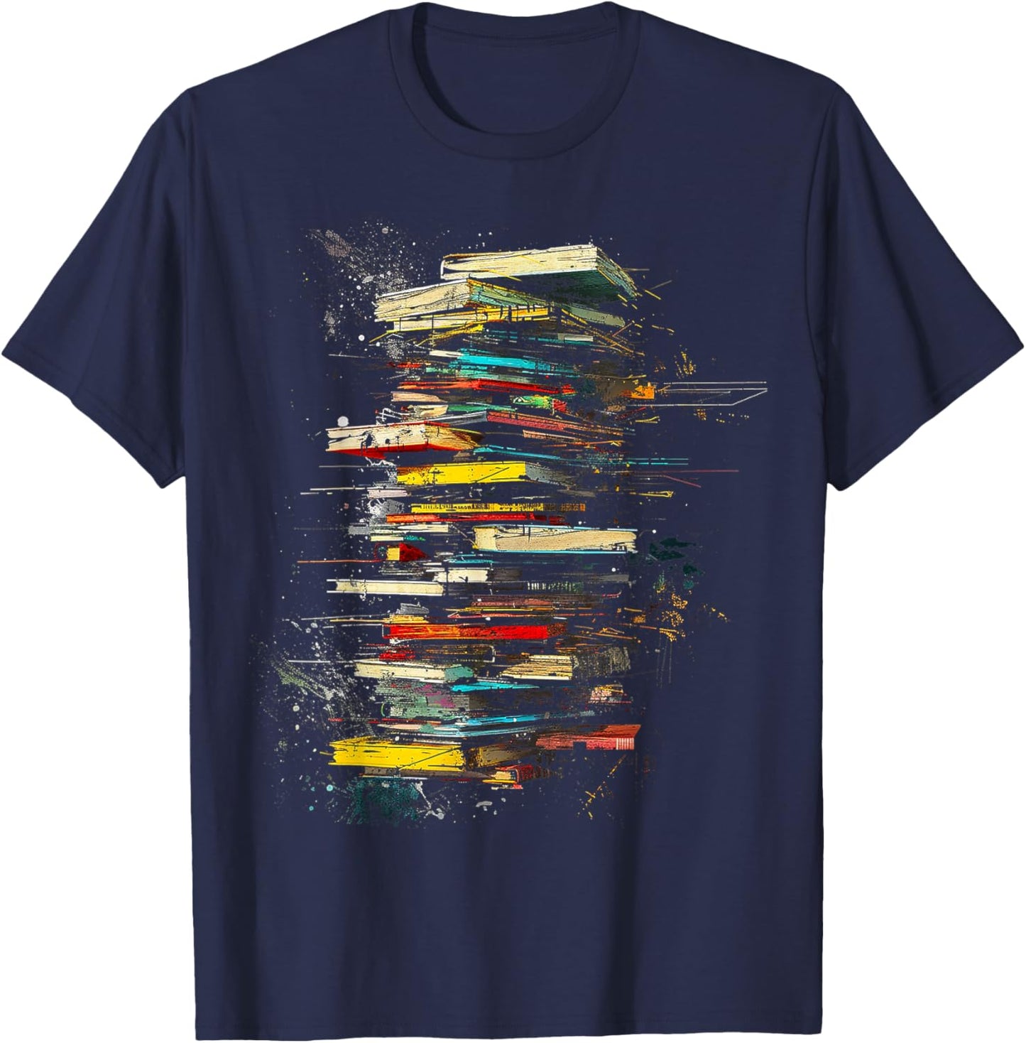 Book Abstract Art Drawing Painting Graphic Book T-Shirt - T-Shirt | Navy